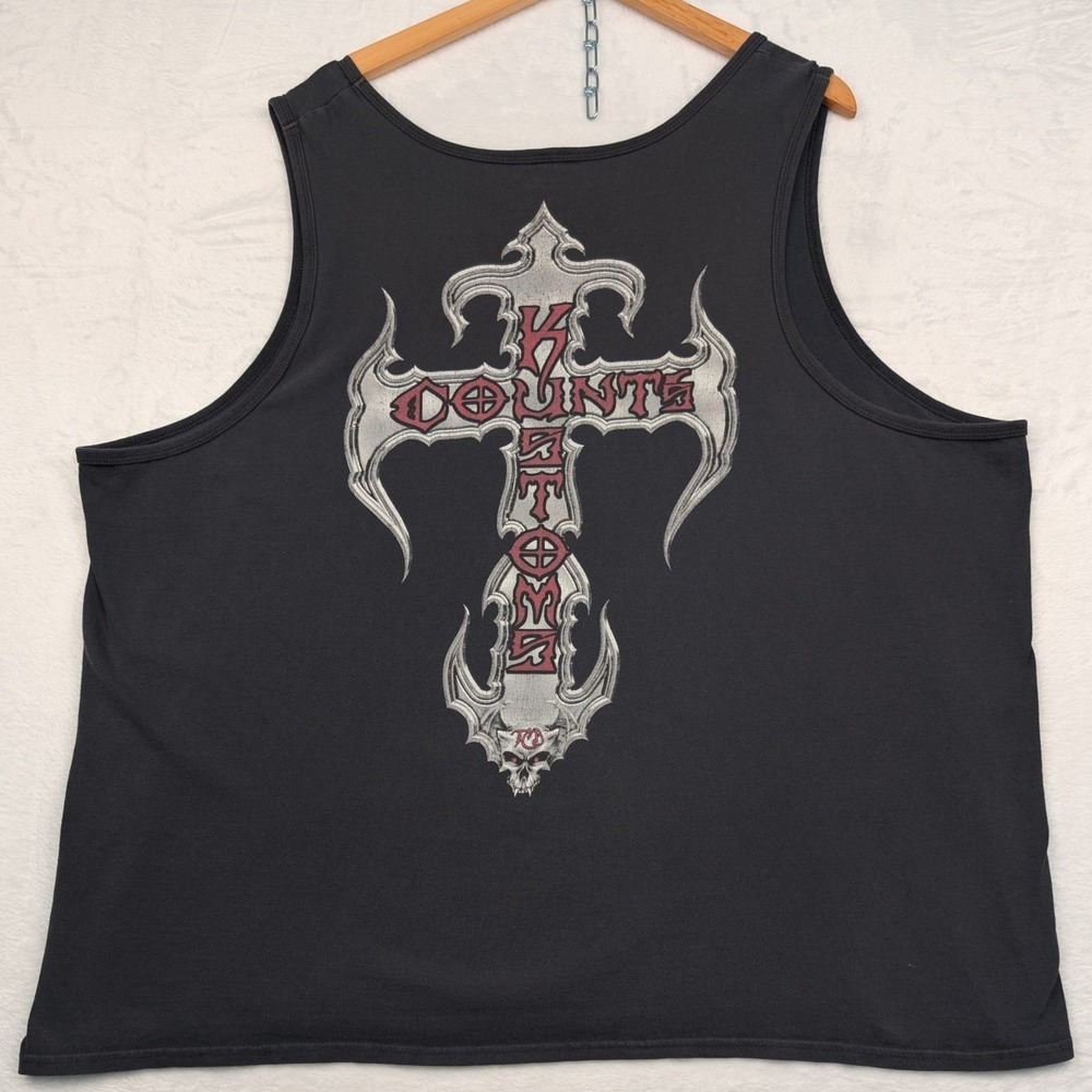 Count's Kustoms Tank Top Mens 3XL Black Faded Gothic Cross Skull Biker Las Vegas